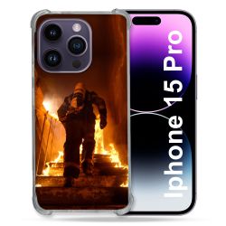 Coque Renforcée En Verre Trempé Pour Iphone 15 Pro (6.1) Pompier Escalier