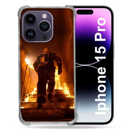 Coque Renforcée En Verre Trempé Pour Iphone 15 Pro (6.1) Pompier Escalier