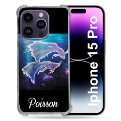 Coque Renforcée En Verre Trempé Pour Iphone 15 Pro (6.1) Signe Zodiaque 2 Poisson