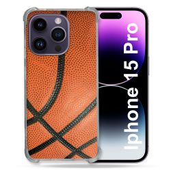 Coque Renforcée En Verre Trempé Pour Iphone 15 Pro (6.1) Sport Ballon Basket
