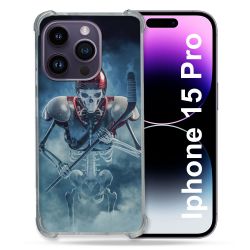 Coque Renforcée En Verre Trempé Pour Iphone 15 Pro (6.1) Sport Hockey Squelette