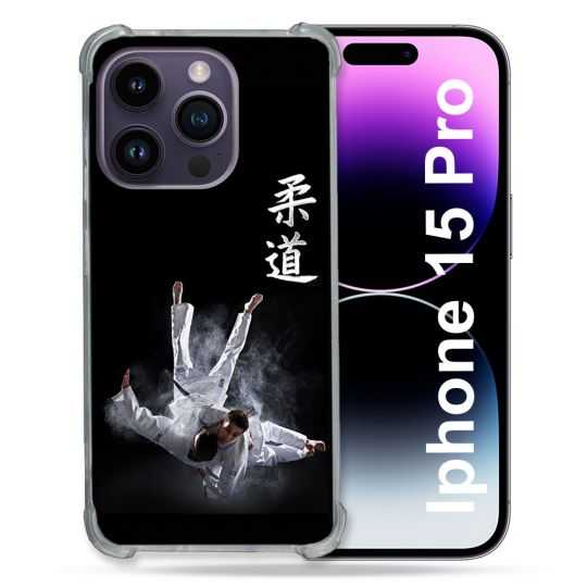 Coque Renforcée En Verre Trempé Pour Iphone 15 Pro (6.1) Sport Judo Noir