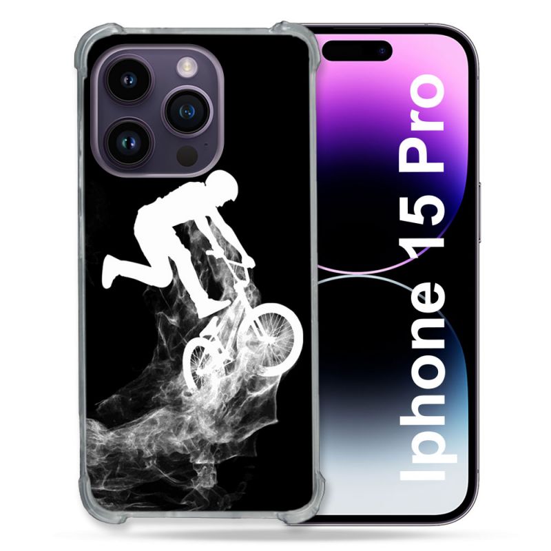 Coque Renforcée En Verre Trempé Pour Iphone 15 Pro (6.1) Sport VTT Noir