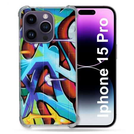 Coque Renforcée En Verre Trempé Pour Iphone 15 Pro (6.1) Street Art Graf Color
