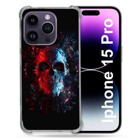 Coque Renforcée En Verre Trempé Pour Iphone 15 Pro (6.1) Tete de Mort Deflagration