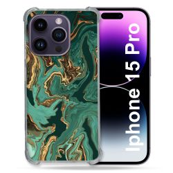 Coque Renforcée En Verre Trempé Pour Iphone 15 Pro (6.1) Texture Marbre Vert