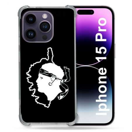 Coque Renforcée En Verre Trempé Pour Iphone 15 Pro (6.1) Voyage Corse Noir