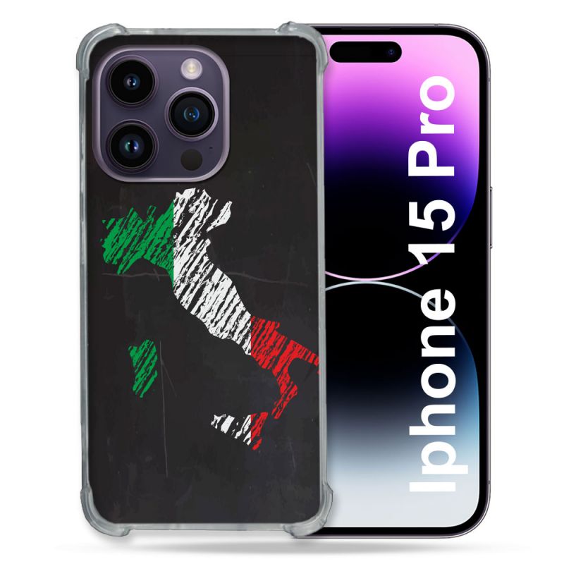 Coque Renforcée En Verre Trempé Pour Iphone 15 Pro (6.1) Voyage Italie Botte