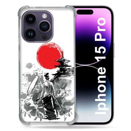 Coque Renforcée En Verre Trempé Pour Iphone 15 Pro (6.1) Voyage Japon Femme