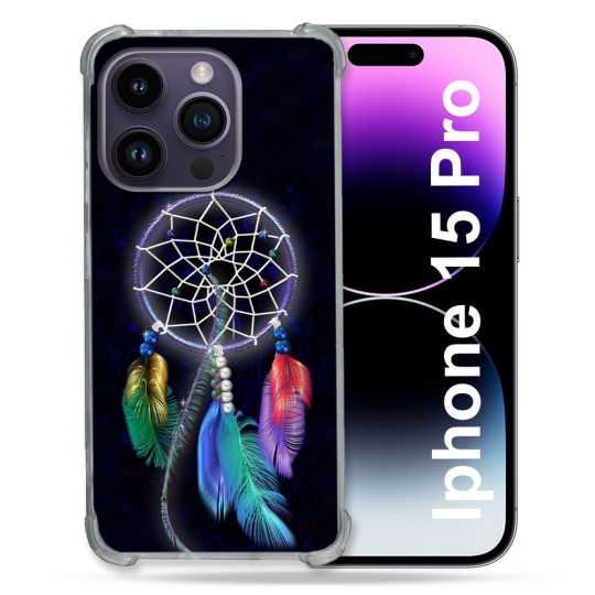 Coque Renforcée En Verre Trempé Pour Iphone 15 Pro (6.1) Zen Attrape Reve Multicolore