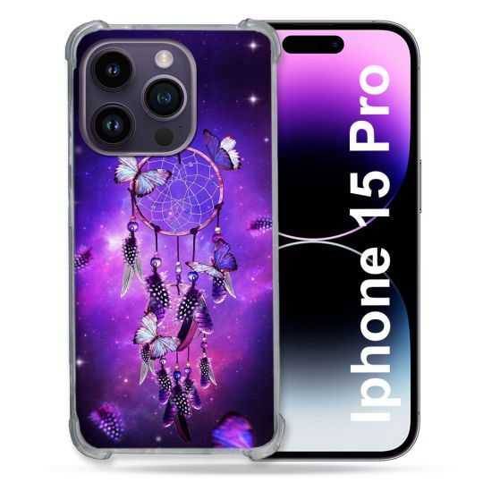 Coque Renforcée En Verre Trempé Pour Iphone 15 Pro (6.1) Zen Attrape Reve Papillon