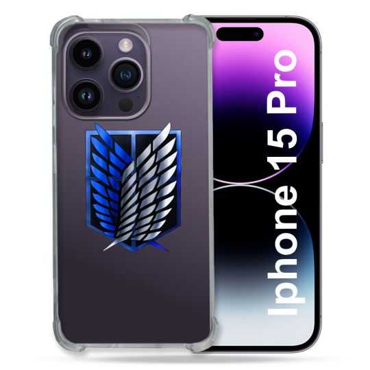 Coque Renforcée En Verre Trempé Transparente Pour Iphone 15 Pro (6.1) Attaque Titan Logo