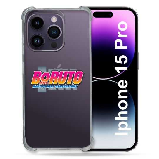 Coque Renforcée En Verre Trempé Transparente Pour Iphone 15 Pro (6.1) Boruto Logo
