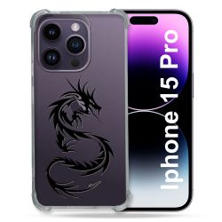 Coque Renforcée En Verre Trempé Transparente Pour Iphone 15 Pro (6.1) Dragon Noir