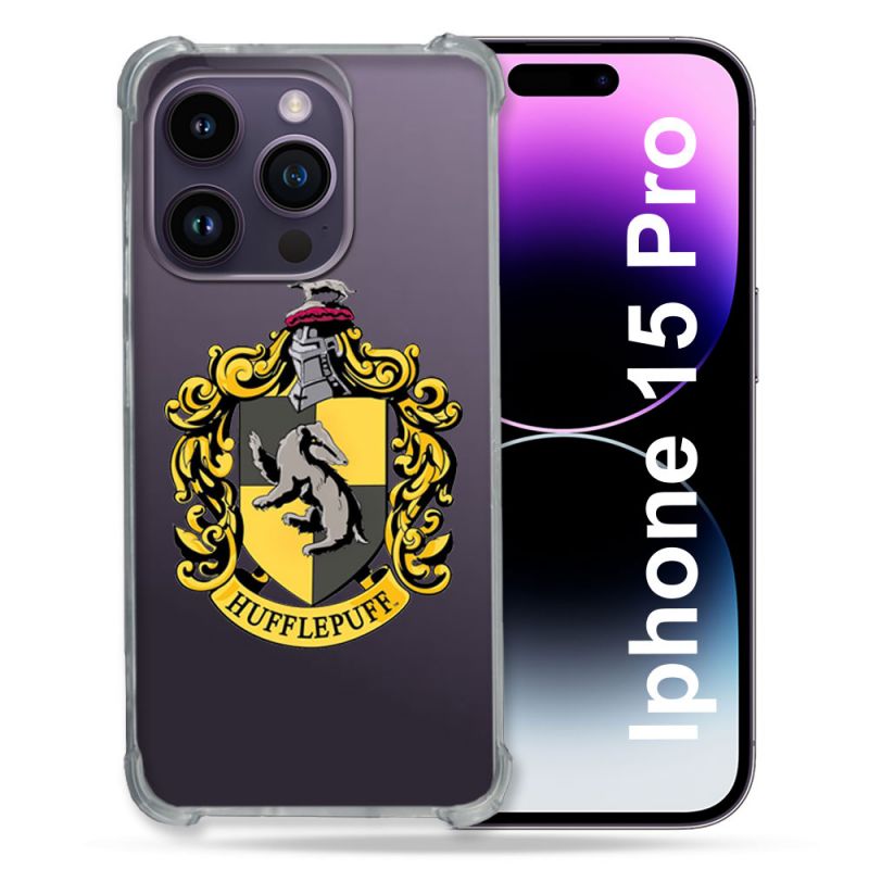 Coque Renforcée En Verre Trempé Transparente Pour Iphone 15 Pro (6.1) Harry Potter Hufflepuff