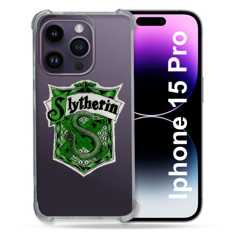 Coque Renforcée En Verre Trempé Transparente Pour Iphone 15 Pro (6.1) Harry Potter Slytherin
