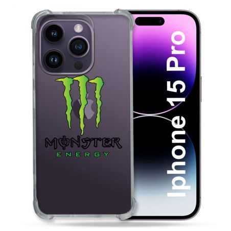 Coque Renforcée En Verre Trempé Transparente Pour Iphone 15 Pro (6.1) Monster Energy