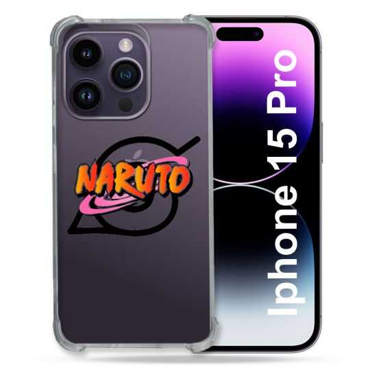 Coque Renforcée En Verre Trempé Transparente Pour Iphone 15 Pro (6.1) Naruto Logo