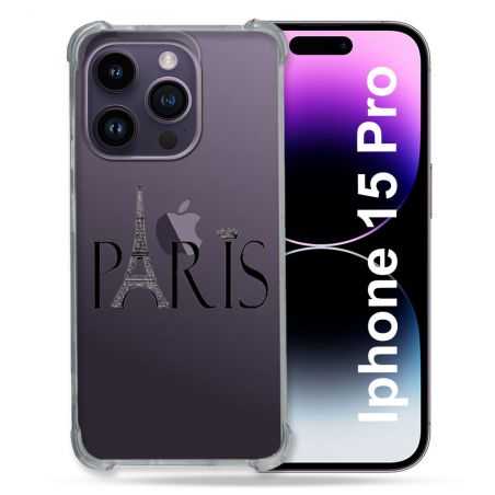 Coque Renforcée En Verre Trempé Transparente Pour Iphone 15 Pro (6.1) Paris Noir