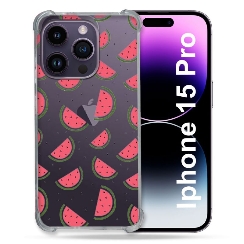 Coque Renforcée En Verre Trempé Transparente Pour Iphone 15 Pro (6.1) Pasteque