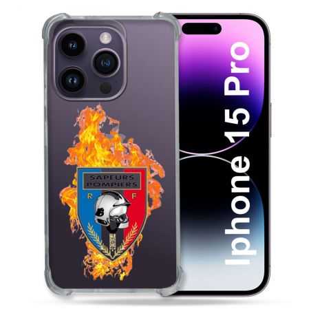 Coque Renforcée En Verre Trempé Transparente Pour Iphone 15 Pro (6.1) Pompier Feu