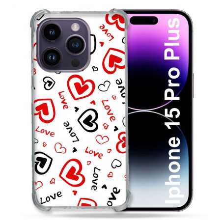 Coque Renforcée En Verre Trempé Pour Iphone 15 Pro Plus (6.7) Amour Love