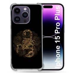 Coque Renforcée En Verre Trempé Pour Iphone 15 Pro Plus (6.7) Animal Scorpion Fresque