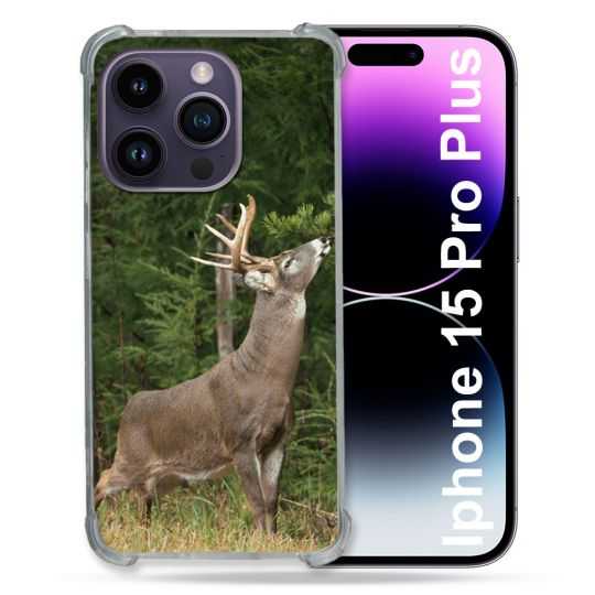 Coque Renforcée En Verre Trempé Pour Iphone 15 Pro Plus (6.7) Chasse Cerf