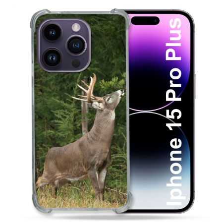 Coque Renforcée En Verre Trempé Pour Iphone 15 Pro Plus (6.7) Chasse Cerf