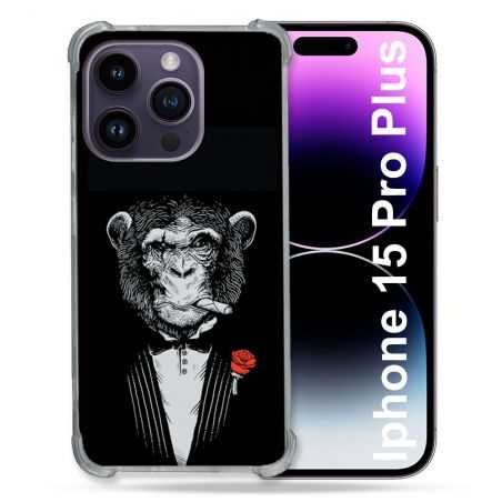 Coque Renforcée En Verre Trempé Pour Iphone 15 Pro Plus (6.7) Decale Singe Mafia