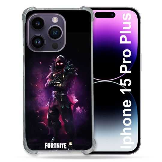 Coque Renforcée En Verre Trempé Pour Iphone 15 Pro Plus (6.7) Fortnite Raven