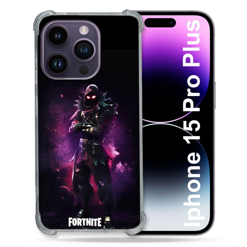 Coque Renforcée En Verre Trempé Pour Iphone 15 Pro Plus (6.7) Fortnite Raven