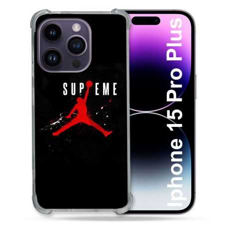 Coque Renforcée En Verre Trempé Pour Iphone 15 Pro Plus (6.7) Jordan Supreme Noir