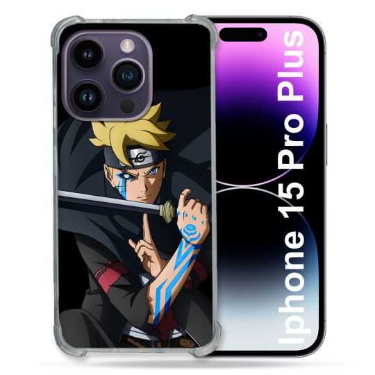 Coque Renforcée En Verre Trempé Pour Iphone 15 Pro Plus (6.7) Manga Boruto Tatouage