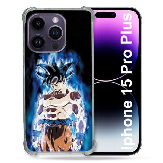 Coque Renforcée En Verre Trempé Pour Iphone 15 Pro Plus (6.7) Manga Dragon Ball Sangoku Noir