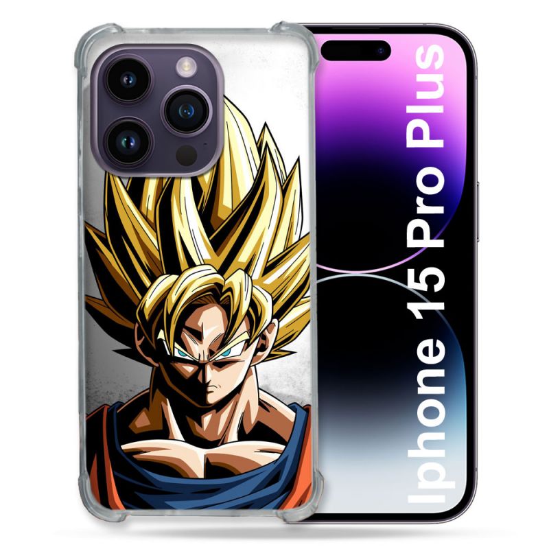 Coque Renforcée En Verre Trempé Pour Iphone 15 Pro Plus (6.7) Manga Dragon Ball Sangoku Portrait