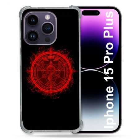 Coque Renforcée En Verre Trempé Pour Iphone 15 Pro Plus (6.7) Manga Fullmetal Alchemist Logo