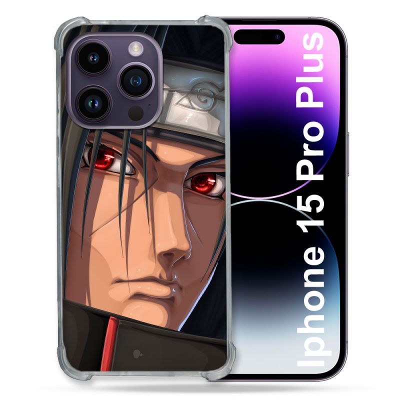 Coque Renforcée En Verre Trempé Pour Iphone 15 Pro Plus (6.7) Manga Naruto Itachi Visage