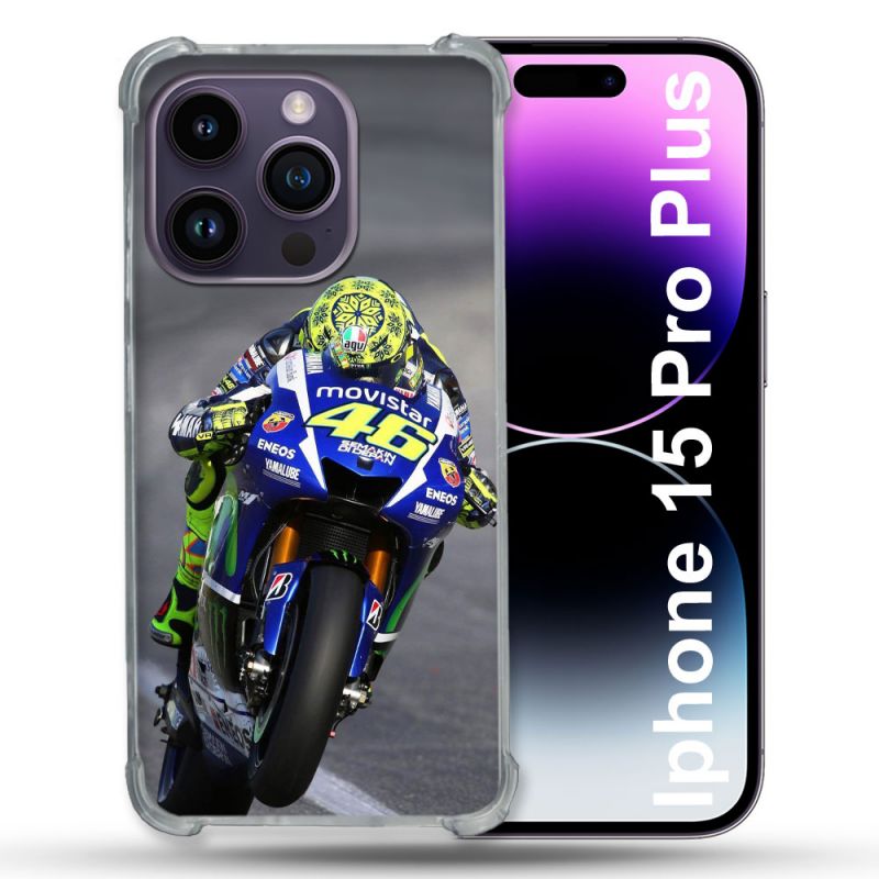 Coque Renforcée En Verre Trempé Pour Iphone 15 Pro Plus (6.7) Moto Course GP Wheeling 46