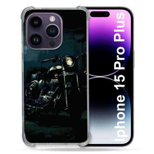 Coque Renforcée En Verre Trempé Pour Iphone 15 Pro Plus (6.7) Moto Harley Vintage