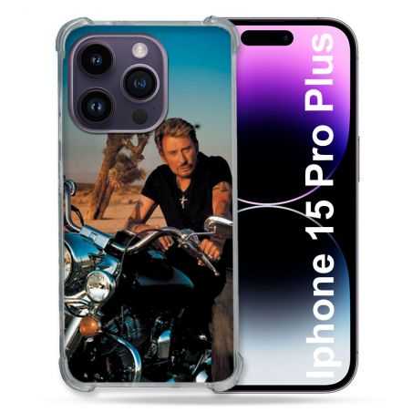 Coque Renforcée En Verre Trempé Pour Iphone 15 Pro Plus (6.7) Musique Johnny Hallyday Moto