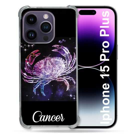 Coque Renforcée En Verre Trempé Pour Iphone 15 Pro Plus (6.7) Signe Zodiaque 2 Cancer
