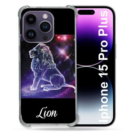 Coque Renforcée En Verre Trempé Pour Iphone 15 Pro Plus (6.7) Signe Zodiaque 2 Lion