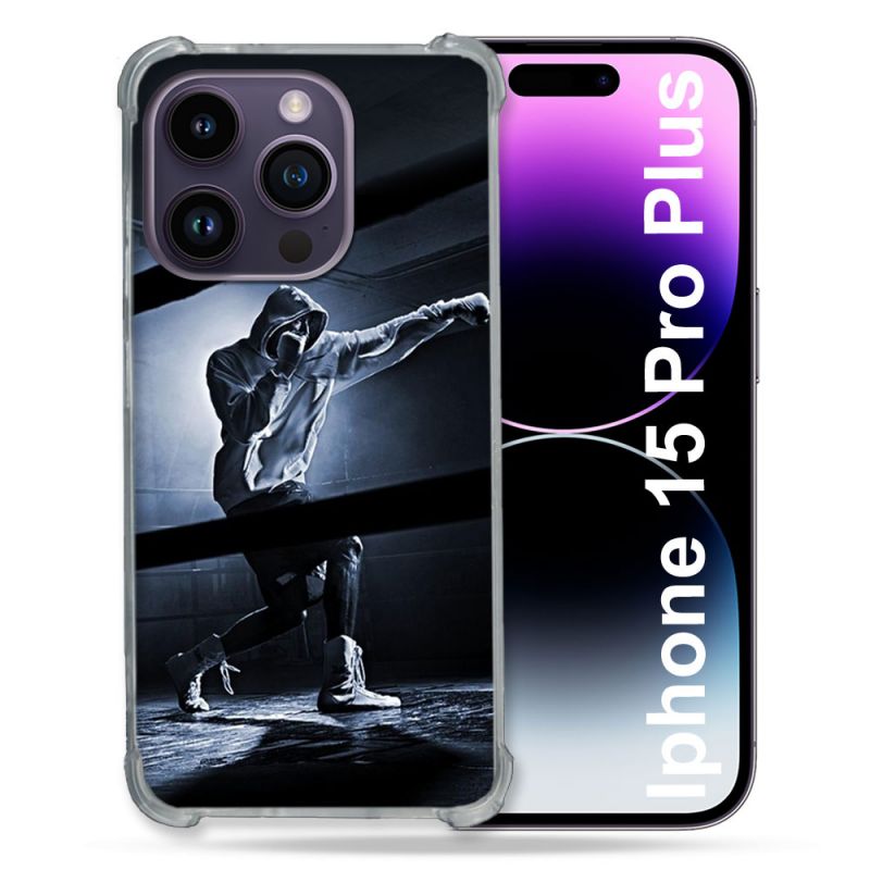 Coque Renforcée En Verre Trempé Pour Iphone 15 Pro Plus (6.7) Sport Boxe Poing