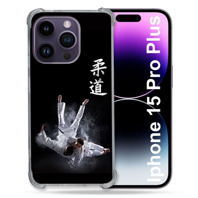 Coque Renforcée En Verre Trempé Pour Iphone 15 Pro Plus (6.7) Sport Judo Noir