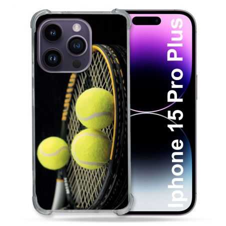 Coque Renforcée En Verre Trempé Pour Iphone 15 Pro Plus (6.7) Sport Tennis Balls