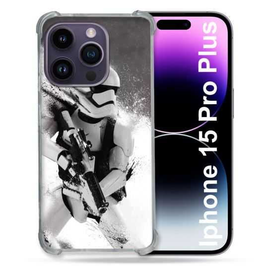 Coque Renforcée En Verre Trempé Pour Iphone 15 Pro Plus (6.7) Star Wars - Trooper