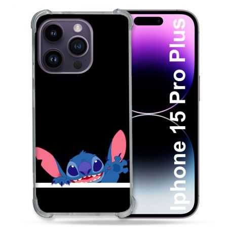 Coque Renforcée En Verre Trempé Pour Iphone 15 Pro Plus (6.7) Stitch Noir