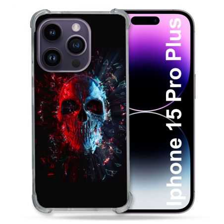 Coque Renforcée En Verre Trempé Pour Iphone 15 Pro Plus (6.7) Tete de Mort Deflagration