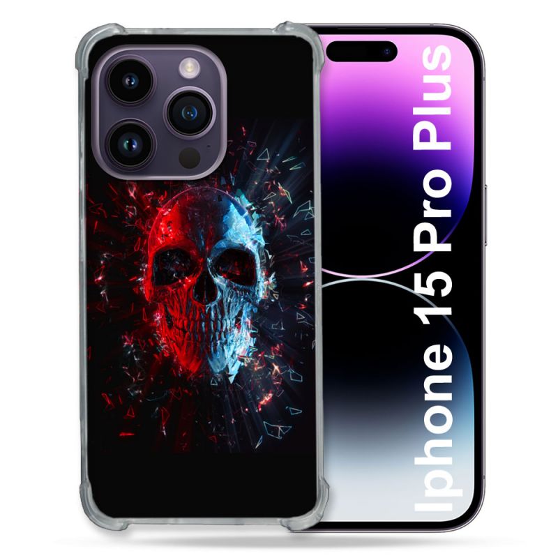 Coque Renforcée En Verre Trempé Pour Iphone 15 Pro Plus (6.7) Tete de Mort Deflagration